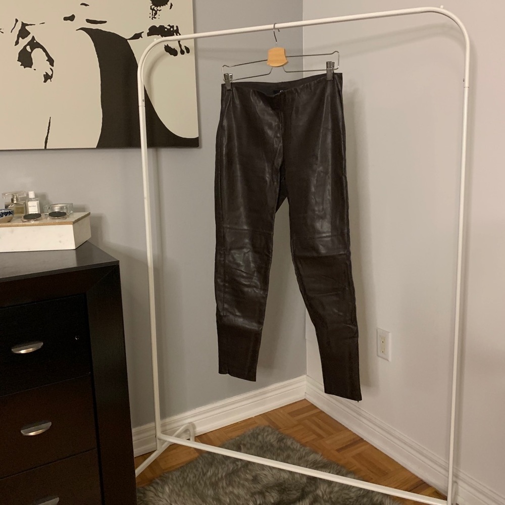 Brown faux leather pants